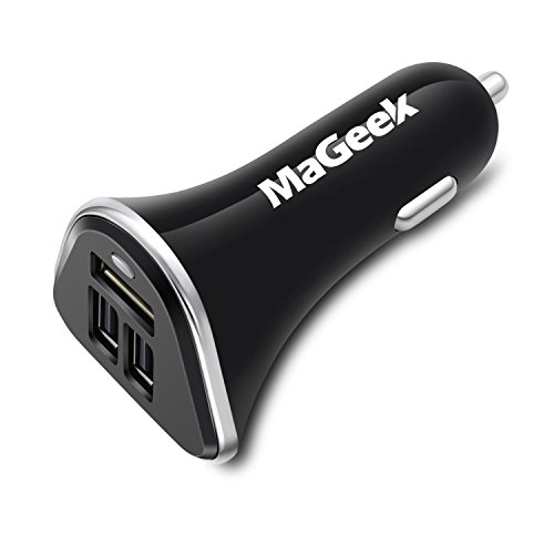 MaGeek® 6.8A / 34W 3-Port Chargeur de Voiture avec UniCharge Technology pour iPhone 7/7 Plus, 6/6 Plus, iPad Air 2 / Mini 3, Samsung Galaxy S6 / S6 Edge et GPS (Noir)