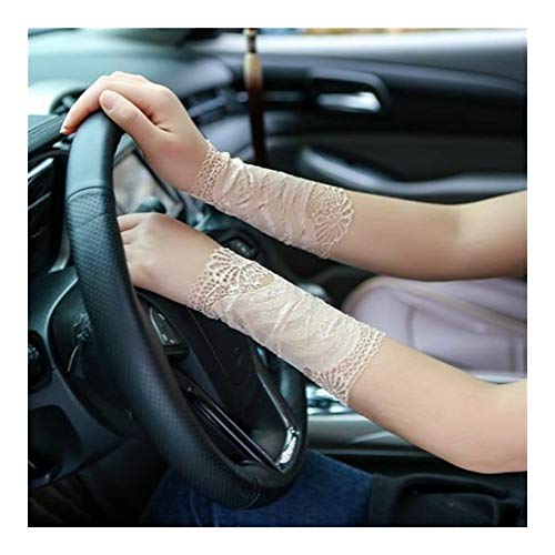 YUNGYE sommar-dam spets armband kvinnor kort stulpe-handled-narbe Covered Driving fingerlösa handskar 18 cm korta ärmar (färg: Kaki, storlek: One Size)