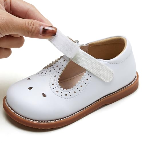 Image of GINFIVE Toddler Girls Dress Shoes Little Kids Flats School Mary Janes Shoes