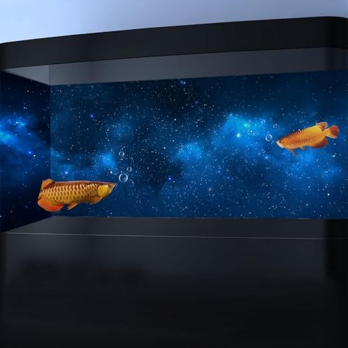 Image of 48X18IN Starry Aquarium Background, Art Starry Fish Tank Decorations Background, with 8 EVA Double-Sided Tape