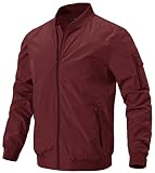 donhobo Bomberjacke Herren Winter Fliegerjacke College Jacke Pilotenjacke Baseball Blouson Army Übergangsjacke Outdoor Windjacke Herbstjacke (Rot, L)