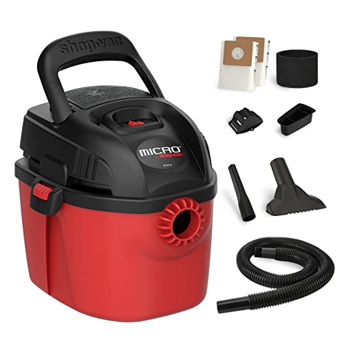 Shop-Vac 2021000 Micro Wet/Dry Vac Portable Compact Micro Vacuum With Collapsible Handle Wall Bracket & Multifunction Accessories Uses Type A Filter Bag & Type Mm Foam Sleeve #TOP20