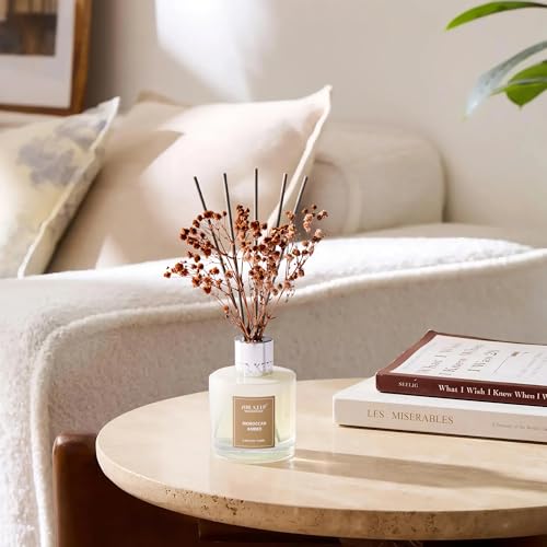 Image of Airkeep Reed Diffuser Set,3.38 fl oz (100 ml) - Moroccan Amber Oil Diffusers with 8 Reed Sticks, Home Fragrance Reed Diffuser for Bathroom Shelf Decor