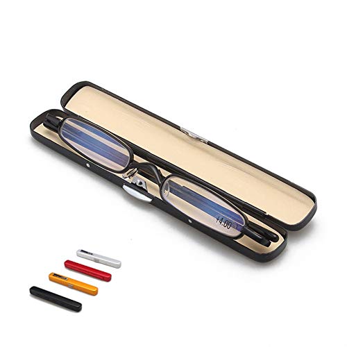 ACXZ Mini Lunettes de Lecture de Poche pour Hommes et Femmes, Lunettes Verre de Presbyte compactes et compactes à Monture métallique Mince, avec étui pour Tube à Clip pour Stylo Cover