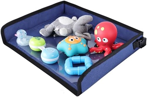 Kids Travel Tray Table Cover with Pockets, Airplane Tray Cover Ki...