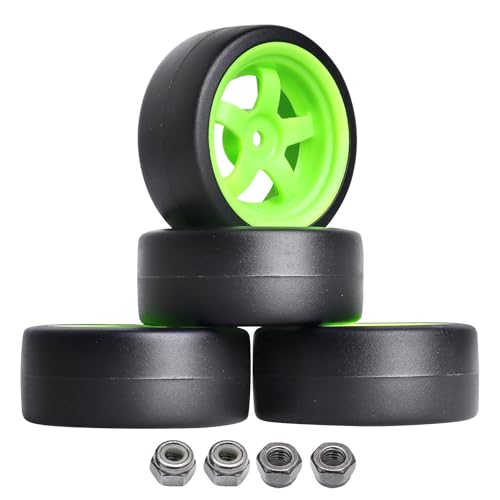 AllinRC 1/10 RC Drift Tires and Wheels 12mm Hex Hard Tyre for RC Drifting Car, Also Fit 1/12 1/14...