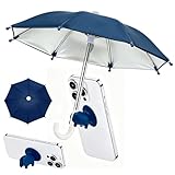 自転車 スマホホルダーに付き 傘 かわいい ミニ傘 吸盤タイプ 防雨 遮光 日除け 日焼け止め スマホ遮光フード スマホの過熱防止 反射防止 スマホ スマートフォン 携帯 保護 展開直径27㎝ 取付簡単 車 スマホホルダー使用可能（ネイビーブルー）