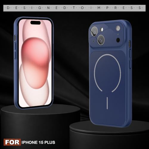 Image of SHINESTAR Premium Luxury Case Compatible with iPhone 15 Plus | Protective Back Cover with Camera Lens Safety | Wireless Charging Support | Slim Fit Durable Design | Enhanced Grip Protection Blue