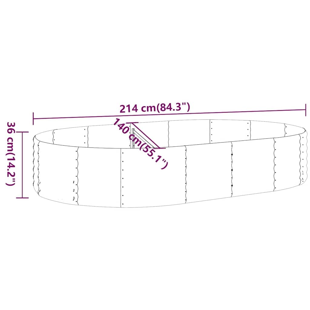 vidaXL Jardinera Arriate Elevado Macetero Maceta Tiesto Soporte para Plantas Vegetales Hierbas Acero con Recubrimiento Polvo Antracita 214x140x36 cm