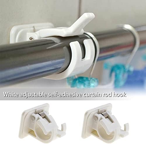 8Pcs Curtain Rod Bracket Holders for Hanging Net Curtain Voile Coat Party Decoration Garden Decoration DIY Crafts Home Bathroom Nail-free Adjustable Wall Mount White