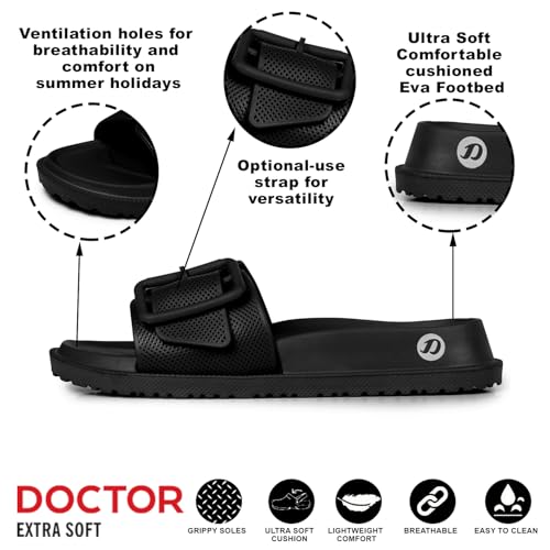 Women's Classic Cushion Sliders/Slippers with Adjustable Buckle Strap for Adult|Comfortable & LightWeight|Stylish & Anti-Skid|Waterproof & Everyday Flip Flops for Ladies/Girls D-5262