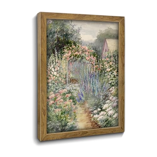 Framed Canvas Wall Art Decor – Monet Flower Garden Painting Prints, Vintage Room Decor, Wall Decor Living Room Bedroom Kitchen Office Room Decor
