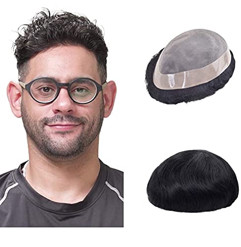Lordhair Haarteil aus Echthaar, Spitzen-Toupet mit PU, fr Herren, Haarsystem, Schwarz, teil, Basisgre 17,8 x 25,4 cm Cover