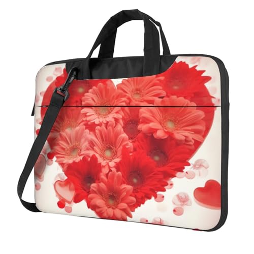 Sac bandoulière ordinateur portable anti-choc rouge à fleurs