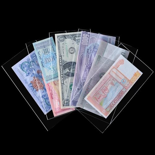 200 Stück klare Währungs-Schutzhüllen mit Aufbewahrungskasten – säurefreie OPP-Banknote-Schutzhüllen, universell für Sammler PN02S1