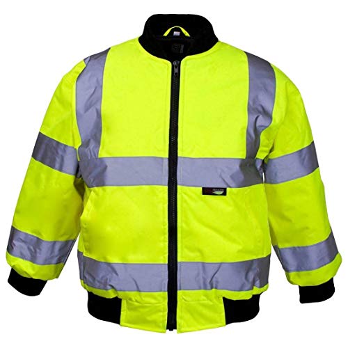 MA ONLINE High Visibility Knitted Collar Bomber Jacket Childrens Safety Waterproof Coat Yellow 4-6 Years