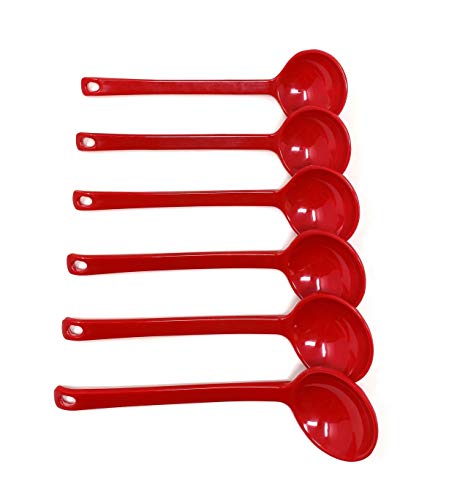 TJ Global Red Melamine Japanese Long Handle Spoons for Ramen Soup Hot Pot Eating Mixing Stirring 825 Inches 6 Spoons