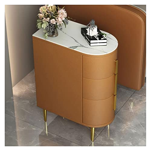 JFUNANQH Mesa Auxiliar Estrecha con cajón, de Madera Maciza, de 3 Niveles, mesita de Noche, pequeña, para sofá, para Espacios reducidos, para Sala de Estar, Dormitorio, Mesa de Centro (Nara