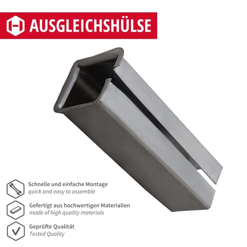 JUVA Ausgleichshülse Eisen Reduzierhülse zum einstecken - H5041 | Stahl blank | Länge 15 mm | Adapterhülse zum nachrüsten von 8 auf 9 mm | 5 Stück - Metall-Hülse für Einsteckschlösser & Türschlösser