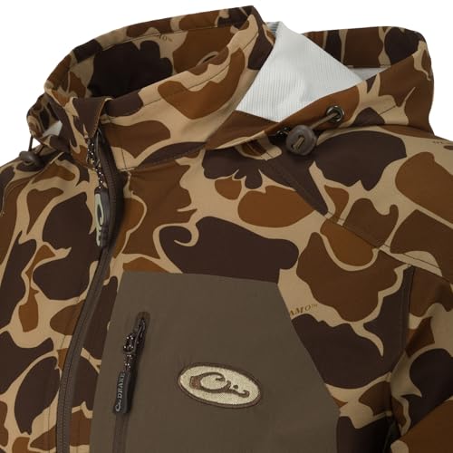 Drake Waterfowl Men's Rain Brake Lightweight Durable Adjustable Stretchy DWR Casual Sports Softshell Hooded Jacket3
