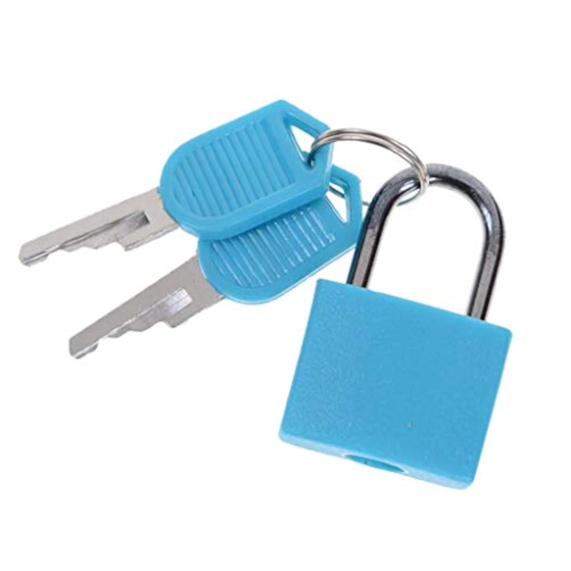 Mini Steel Padlock for Suitcases, Daily Travel Lock with 2 Keys, Blue