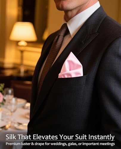 Image of MANSPHIL 100% Real Mulberry Silk Pocket Square for Men, 11x11 Inch Solid Handkerchiefs, Multi Colors