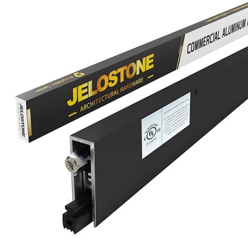JELOSTONE Commercial Automatic Door Bottom, Matte Black Anodized, 5-8‘’W x 36L x 1-7-8‘’H, Aluminum Automatic Door Bottom, Surface Applied or Semi-Mortise, with Neoprene Insert, JS-4131RL
