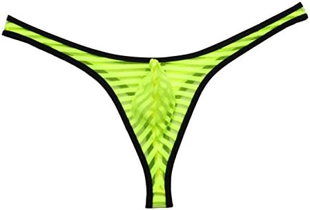 Men's Bordered Mesh Striped Thong Underwear