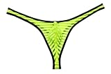 Jaxu Men's Bordered Mesh Striped Thong Underwear M Yellow