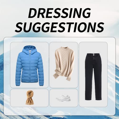 Ggleaf Women's Hooded Packable Full-Zip Short Jacket Quilted Warm Lightweight Winter Coat Acid Blue M #TOP5