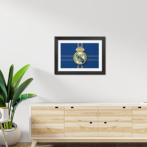 Image of TenorArts Real Madrid Football Club Poster 3D Leather Textured Logo Laminated Photo Frame Painting with Matt Finish Black Textures(12 inches x 9inches)