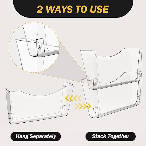 Kuntine.B 3 PACK Clear Single Pocket File Holder Hanging Wall Organizer thumb #3