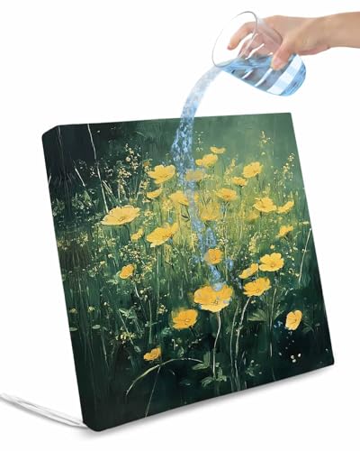 Spring Floral Outdoor Cushion Chair Cover Set of 4 - Waterproof Couch Seat Covers, Yellow Green Pastoral Botanical Oil Painting Patio Furniture Protector Cushions Slipcovers for Sofa/RV, 22