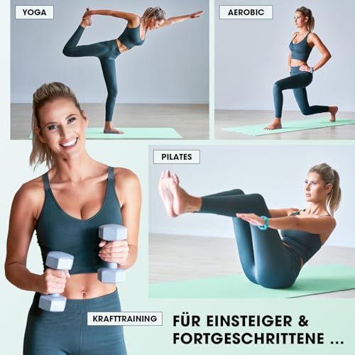Ausgerollte #DoYourFitness Yogini Matte auf Parkettboden - Detailansicht von Fitnessmatte Yogini #DoYourFitness Test –...