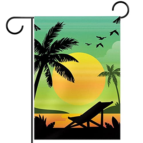 Drapeau double face silhouettes de palmier en tissu haute résistance pour votre cour