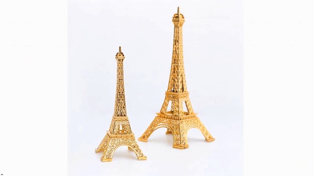 Mini figura Torre Eiffel de metal dorado para decoración miniatura 7