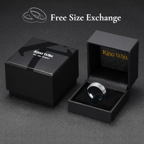 Image of King Will Classic Tungsten Wedding Band for Men, 6 /7 /8 /9 /10mm Widths, Polished Finish Step Edge Matte Rings Comfort Fit