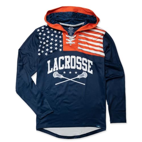 ChalkTalkSPORTS Lacrosse Hooded Sweatshirt | Patriotic Lacrosse | Youth Medium