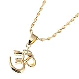 CB Gold Jewelry Hinduism Pendant Necklace Yoga Meditation Aum Om Ohm Sanskrit India Symbol Pendant Necklace