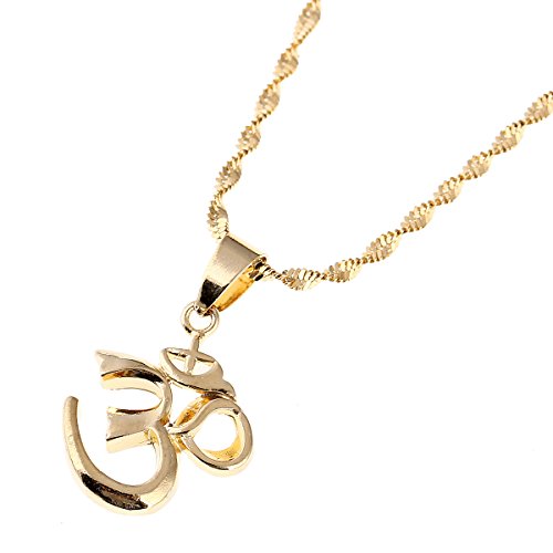 CB Gold Jewelry Hinduism Pendant Necklace Yoga Meditation Aum Om Ohm Sanskrit India Symbol Pendant Necklace