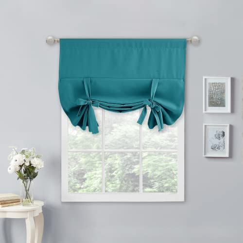 NICETOWN Balloon Shade Blackout Curtain Adjustable Thermal Insulated Tie Up Curtain Panel for Bathroom/Thanksgiving (Rod Pocket Panel, 34 inches W x 4