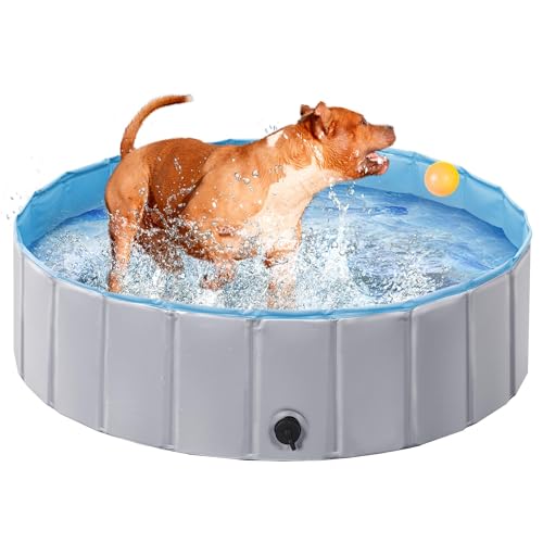 Hunde Planschbecken Klappbar - Aufblasfreie PVC-Wanne 50x50x10 Cm
