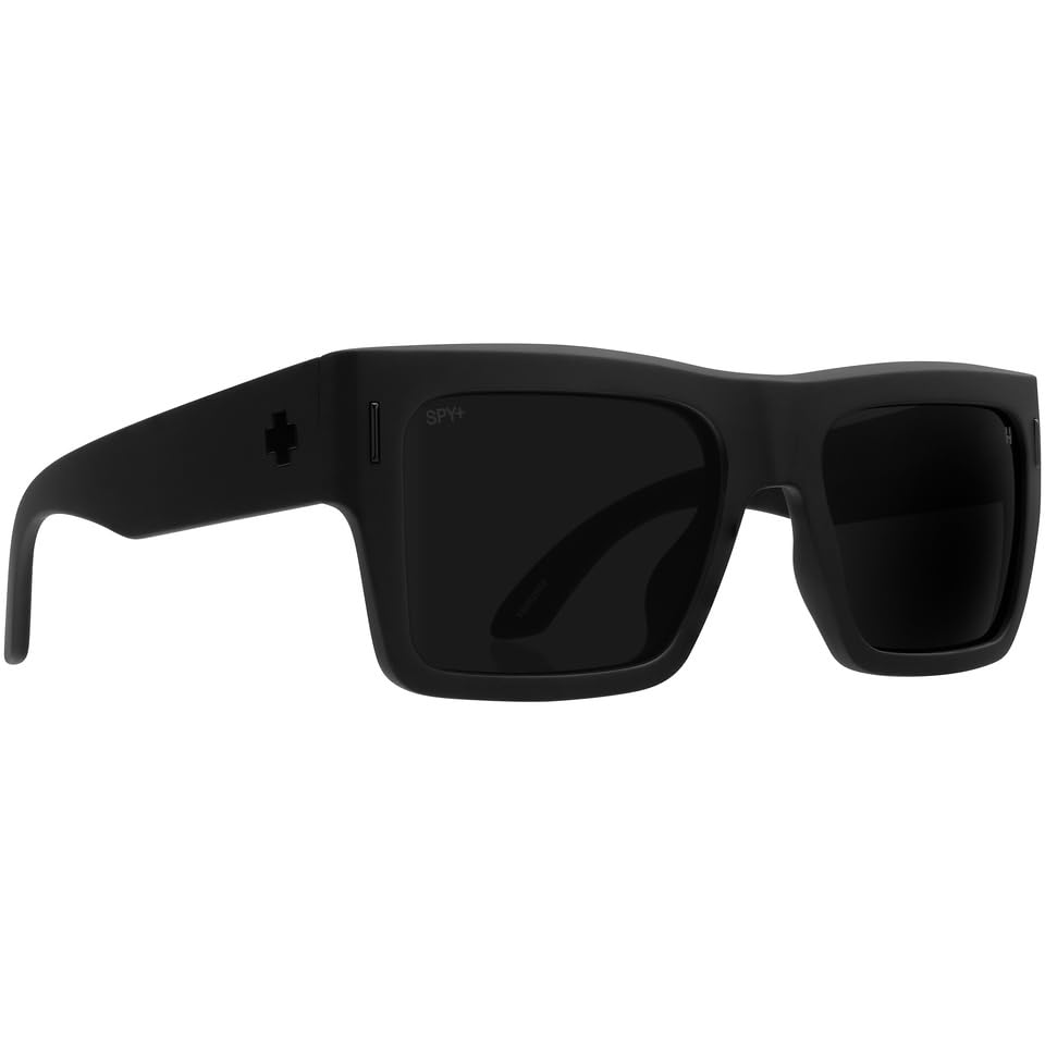 Spy Optic Bowery Square Sunglasses Color and Contrast Enhancing Lenses Matte Black -Murdered Out HAPPY Gray Polarize Lenses