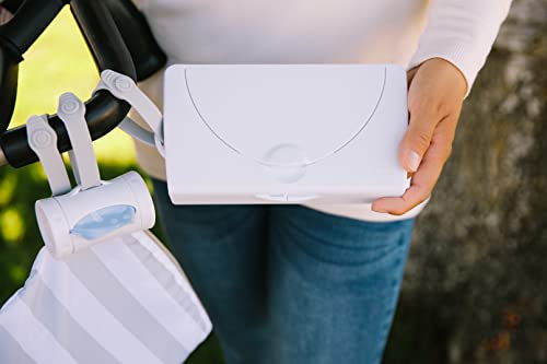 Ubbi On-the-Go Baby Wipes Dispenser, Portable Wipes Contianer for Travel, Diaper Bag Accessory Must Have for Newborns, Reusable Wipes Holder, White - Image 3