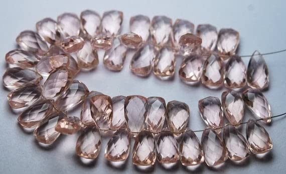 Quartz rose briolette pyramide 8x15mm pour création bijoux fait main