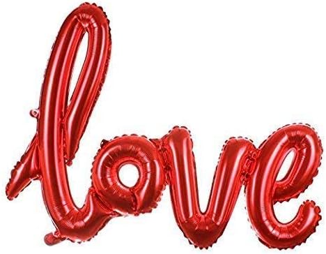 Love Balloon Red Romantic, Red Foil, self-Inflating, Extra Large Script 36" Wedding or Valentine Balloon