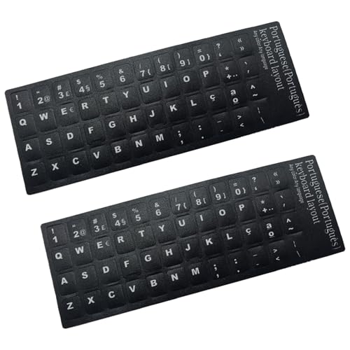 2Pcs Pegatinas Letras Teclado Portugués Fondo Negro miniatura 6