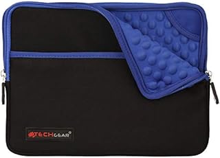 TECHGEAR Slim Neoprene Zipped Protective Sleeve Case Cover with Anti-Shock Bubble Interior fits iPad Pro 12.9, Samsung Pro 12.2, Book 12", Surface Pro X/6/5/4/3/2, MacBook 12, 11.6" Laptops - Black