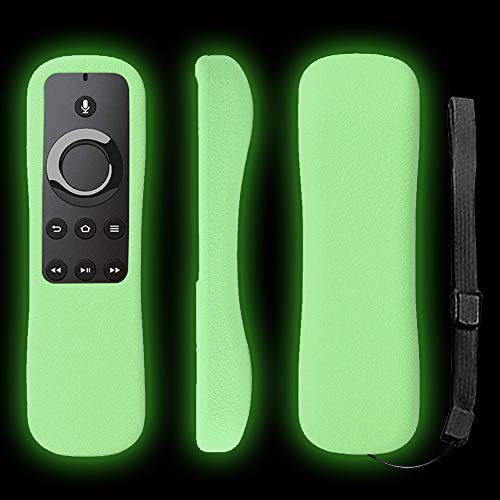 Fire TV Remote Case SIKAI Shockproof Anti-Lost Protective Silicone Cover for 5.9'' Amazon Fire TV, Fire TV Stick, Fire TV Cube Alexa Voice Remote Skin-Friendly with Remote Loop (Glow in Dark Green)