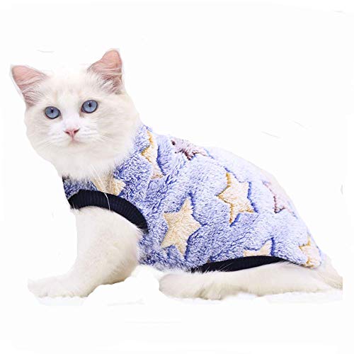 ANIAC Bunny Clothes for Rabbits Warm Kitten Vest Fleece XXXS Dog Shirt Cozy T-Shirt for Bunny Guinea Pig Ferret Puppy Mini Dog and Small Animals (XS, Navy Blue with Star)